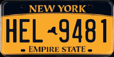 NY license plate HEL9481