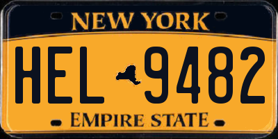 NY license plate HEL9482