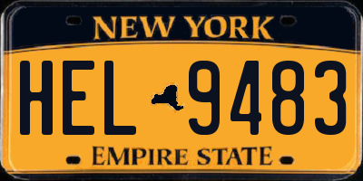 NY license plate HEL9483