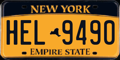 NY license plate HEL9490