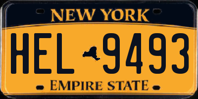 NY license plate HEL9493