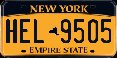 NY license plate HEL9505