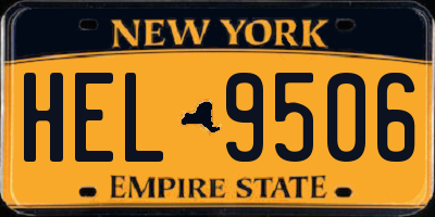 NY license plate HEL9506