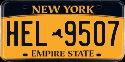 NY license plate HEL9507