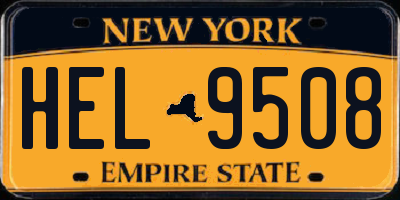 NY license plate HEL9508