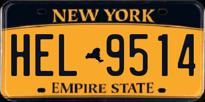 NY license plate HEL9514