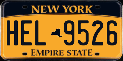 NY license plate HEL9526