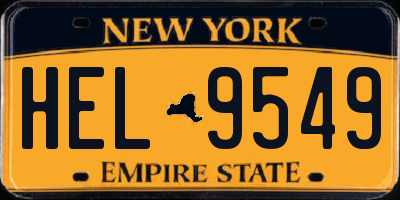 NY license plate HEL9549