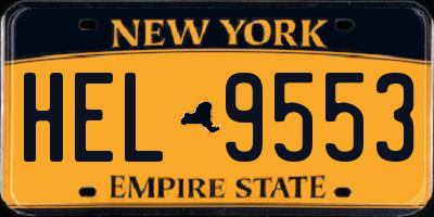 NY license plate HEL9553
