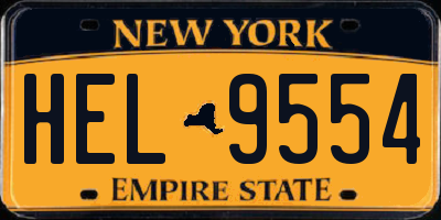 NY license plate HEL9554