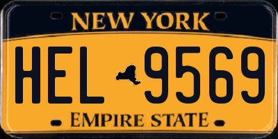 NY license plate HEL9569