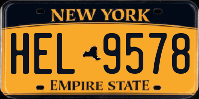 NY license plate HEL9578