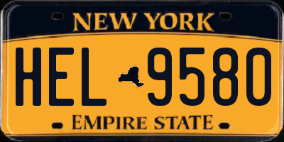 NY license plate HEL9580