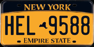 NY license plate HEL9588
