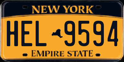 NY license plate HEL9594