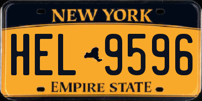 NY license plate HEL9596