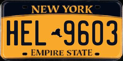 NY license plate HEL9603