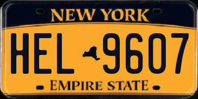 NY license plate HEL9607