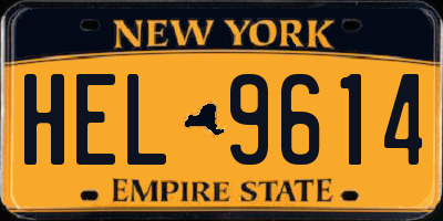 NY license plate HEL9614
