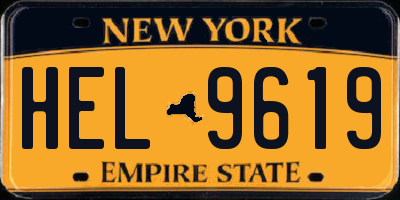 NY license plate HEL9619