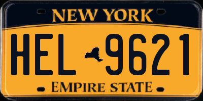 NY license plate HEL9621