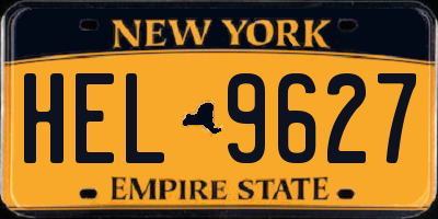 NY license plate HEL9627