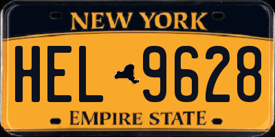 NY license plate HEL9628