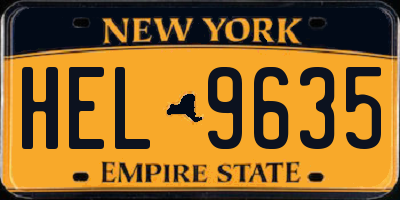 NY license plate HEL9635