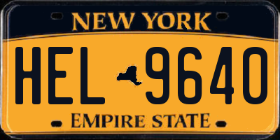 NY license plate HEL9640