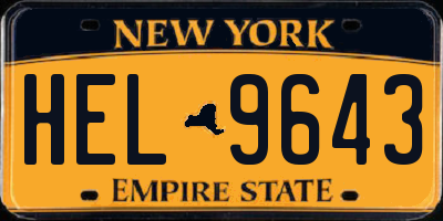 NY license plate HEL9643