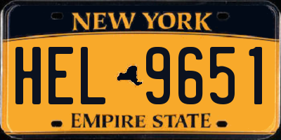 NY license plate HEL9651