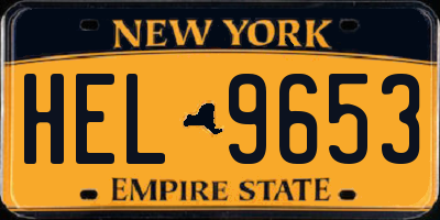 NY license plate HEL9653