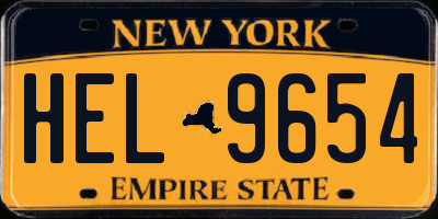 NY license plate HEL9654