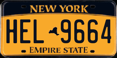 NY license plate HEL9664