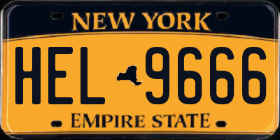 NY license plate HEL9666