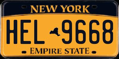 NY license plate HEL9668