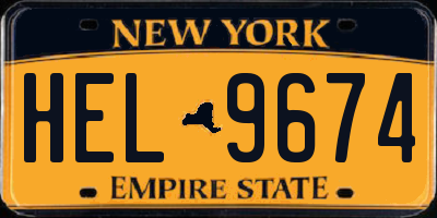 NY license plate HEL9674