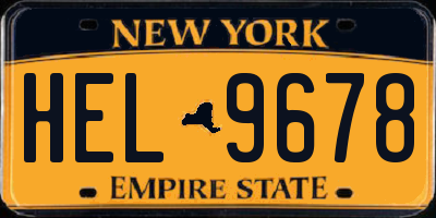 NY license plate HEL9678