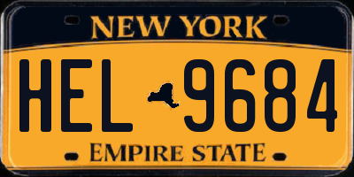 NY license plate HEL9684