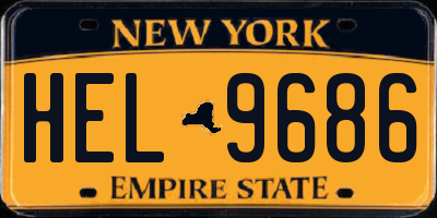 NY license plate HEL9686