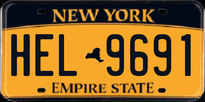 NY license plate HEL9691