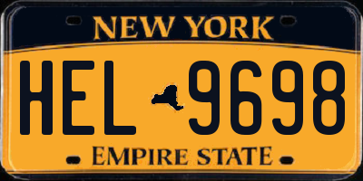 NY license plate HEL9698