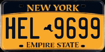 NY license plate HEL9699