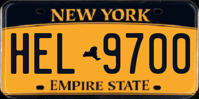 NY license plate HEL9700