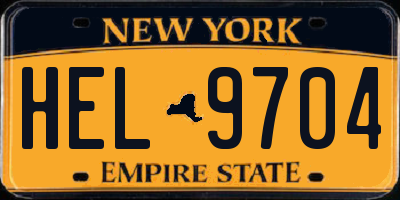NY license plate HEL9704