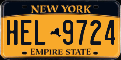 NY license plate HEL9724