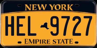 NY license plate HEL9727