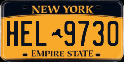 NY license plate HEL9730