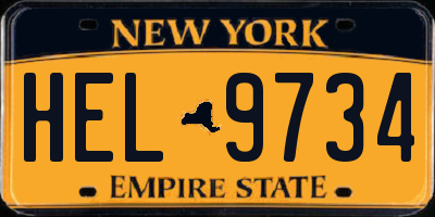 NY license plate HEL9734