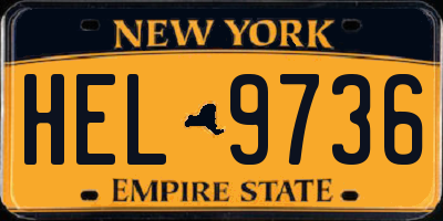 NY license plate HEL9736